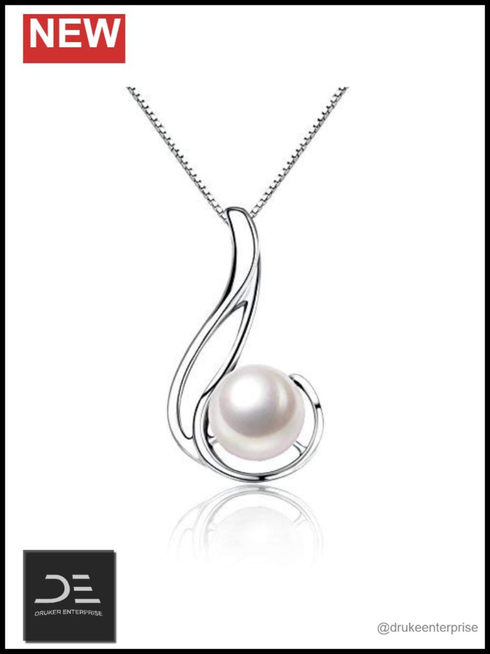 Genuine Freshwater Pearl Necklace 8.5-9.0mm 18K White Gold Plated Sterling